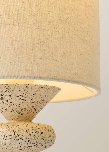 ValueLights Cady Cement Effect Natural Table Lamp with Small Drum Shade