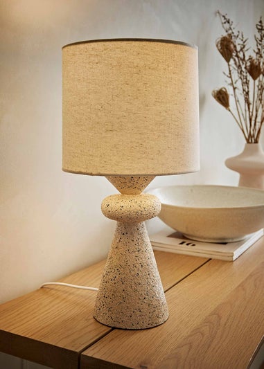 ValueLights Cady Cement Effect Natural Table Lamp with Small Drum Shade