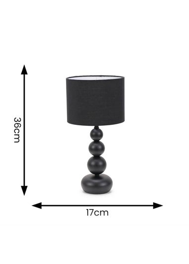 ValueLights Marissa  Black Table Lamp with Black Drum Shade (36cm x 17cm x 17cm)