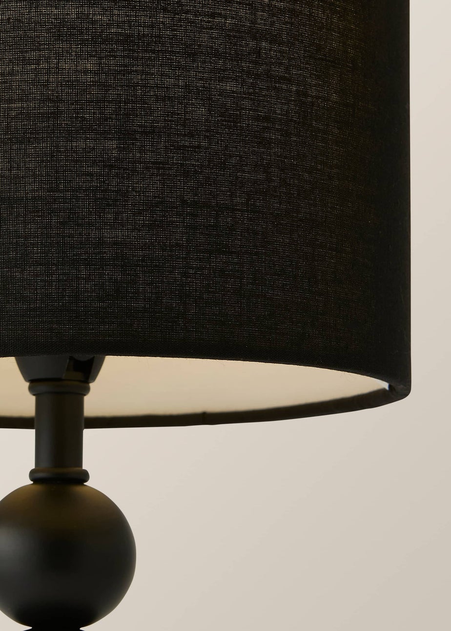 ValueLights Marissa  Black Table Lamp with Black Drum Shade (36cm x 17cm x 17cm)