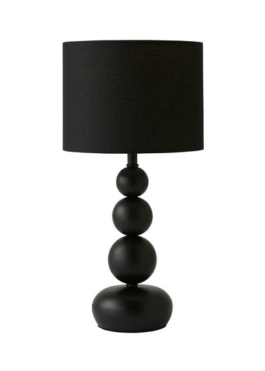 ValueLights Marissa  Black Table Lamp with Black Drum Shade (36cm x 17cm x 17cm)