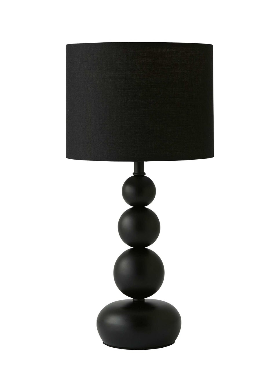 ValueLights Marissa Black Table Lamp with Black Drum Shade (36cm x 17cm x 17cm)