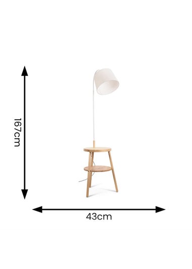 ValueLights Crowther Oak Effect Natural Floor Lamp with Small Tapered Shade
