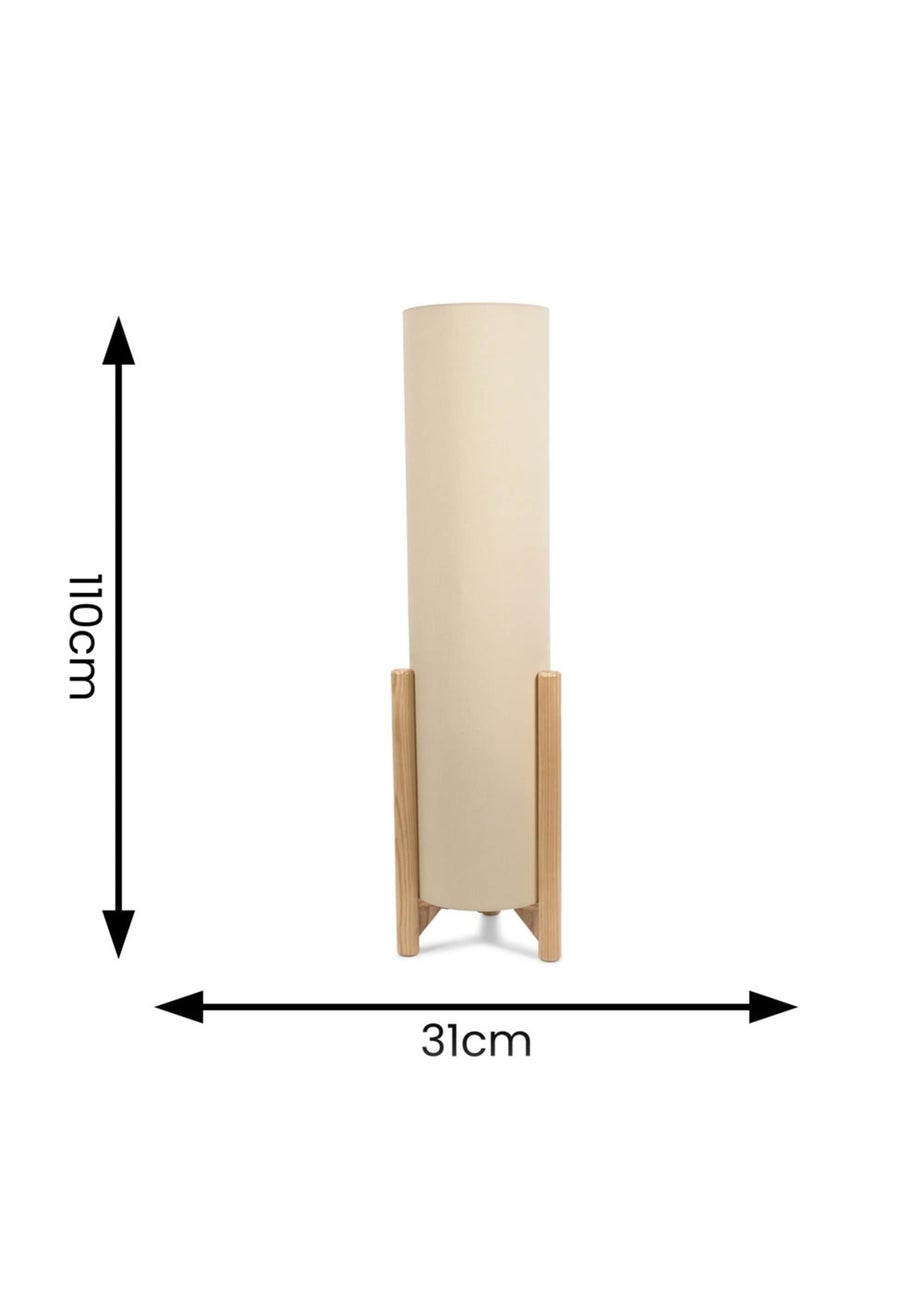 ValueLights Henry Oak Effect Natural Floor Lamp with XL Drum Shade