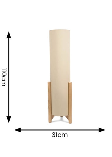 ValueLights Henry Oak Effect Natural Floor Lamp with XL Drum Shade