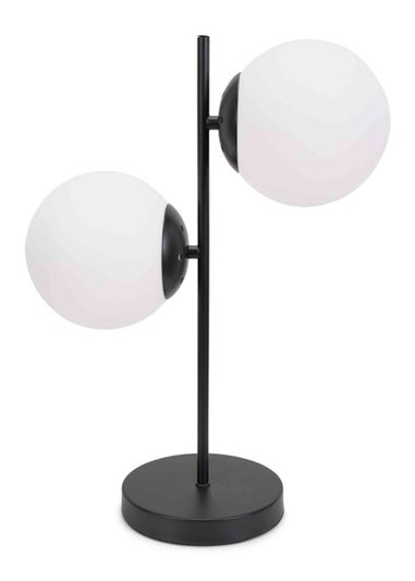 ValueLights Jas Black Table Lamp with White Globe Shade