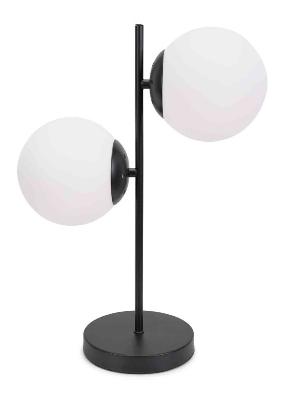ValueLights Jas Black Table Lamp with White Globe Shade