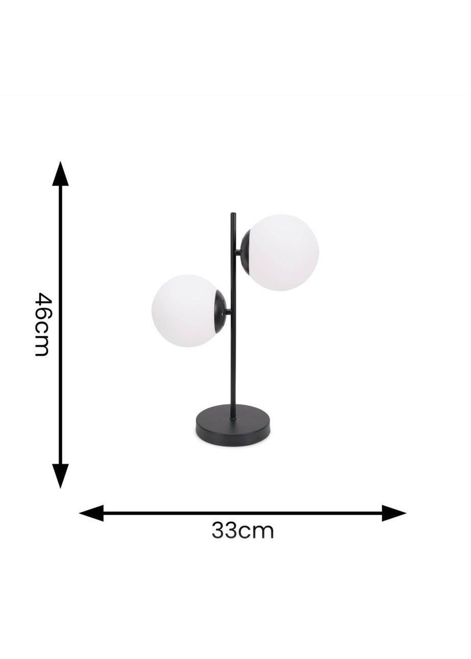 ValueLights Jas Black Table Lamp with White Globe Shade