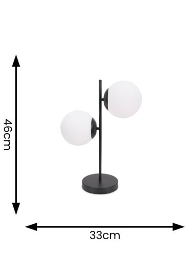 ValueLights Jas Black Table Lamp with White Globe Shade