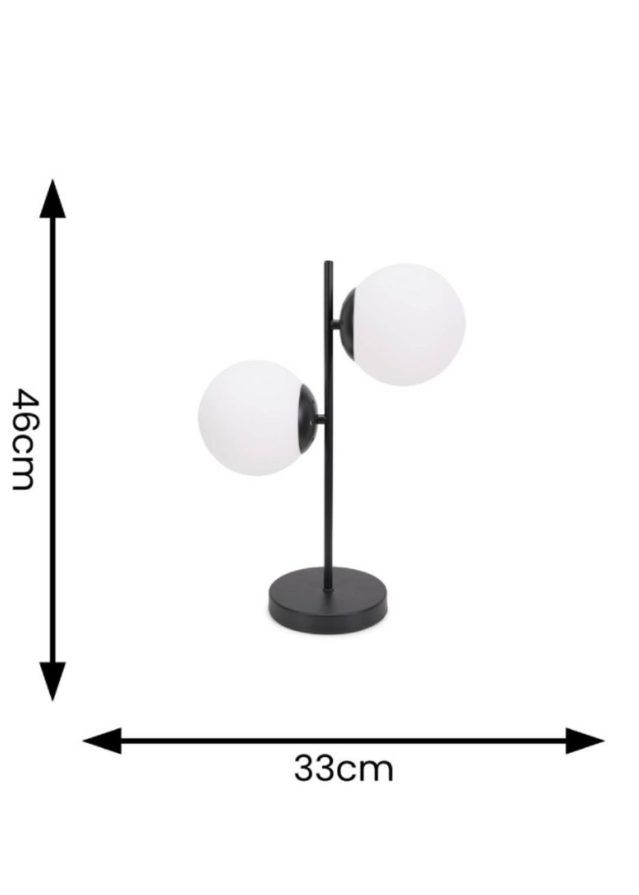ValueLights Jas Black Table Lamp with White Globe Shade