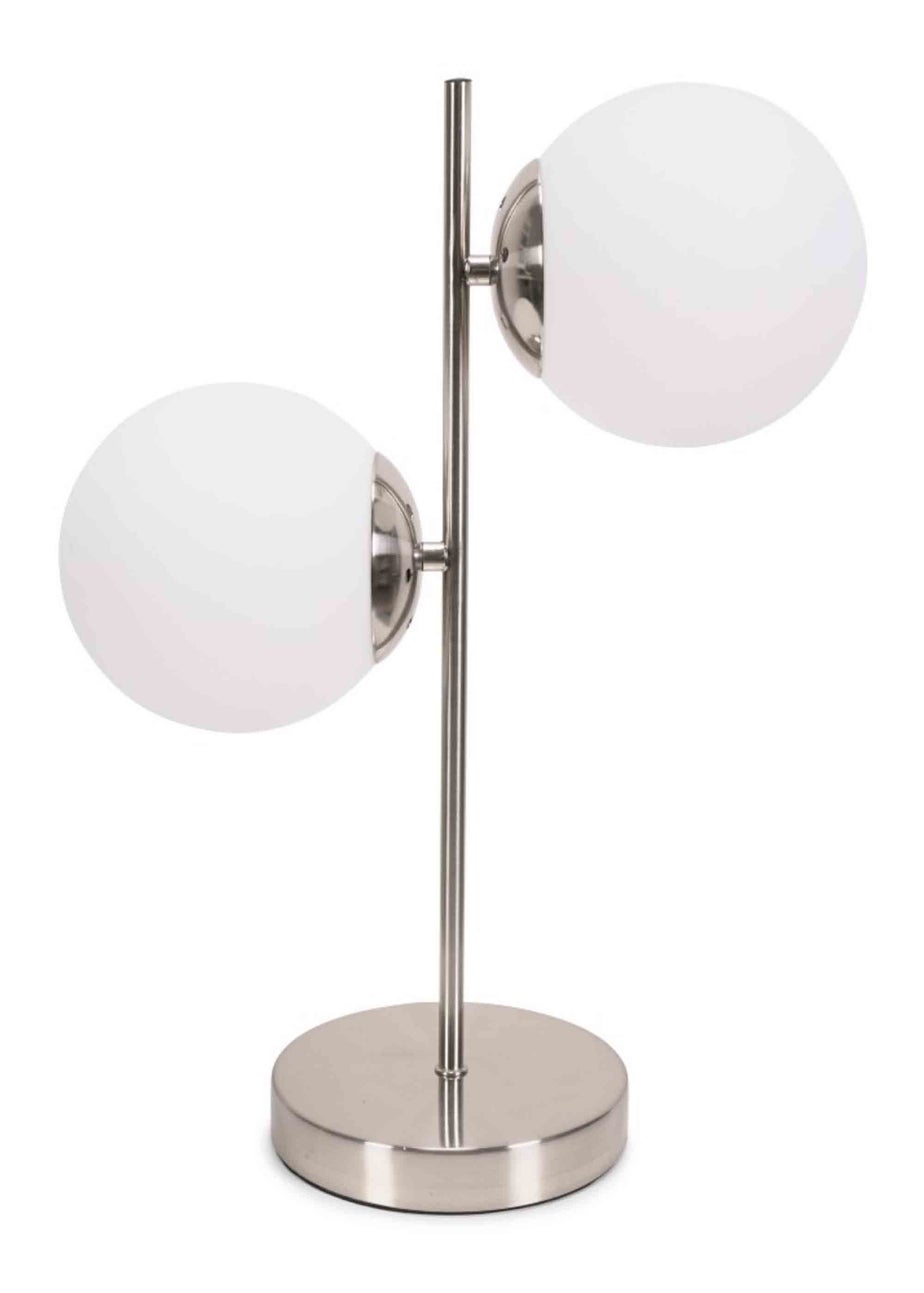 ValueLights Jas Silver Table Lamp with White Globe Shade