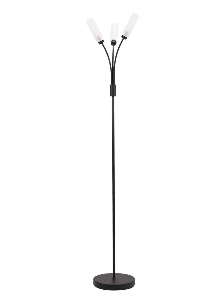 ValueLights Maya Black Floor Lamp with White Shades (158.5cm x 26.5cm x 26.5cm)