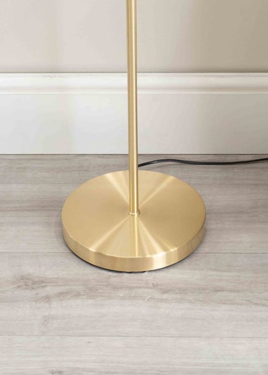 ValueLights Maya Gold Floor Lamp with White Shades (158.5cm x 26.5cm x 26.5cm)