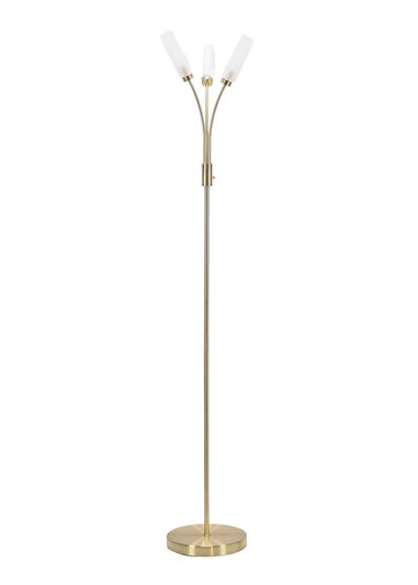 ValueLights Maya Gold Floor Lamp with White Shades (158.5cm x 26.5cm x 26.5cm)