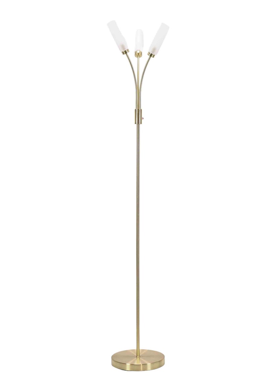 ValueLights Maya Gold Floor Lamp with White Shades (158.5cm x 26.5cm x 26.5cm)