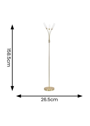 ValueLights Maya Gold Floor Lamp with White Shades (158.5cm x 26.5cm x 26.5cm)
