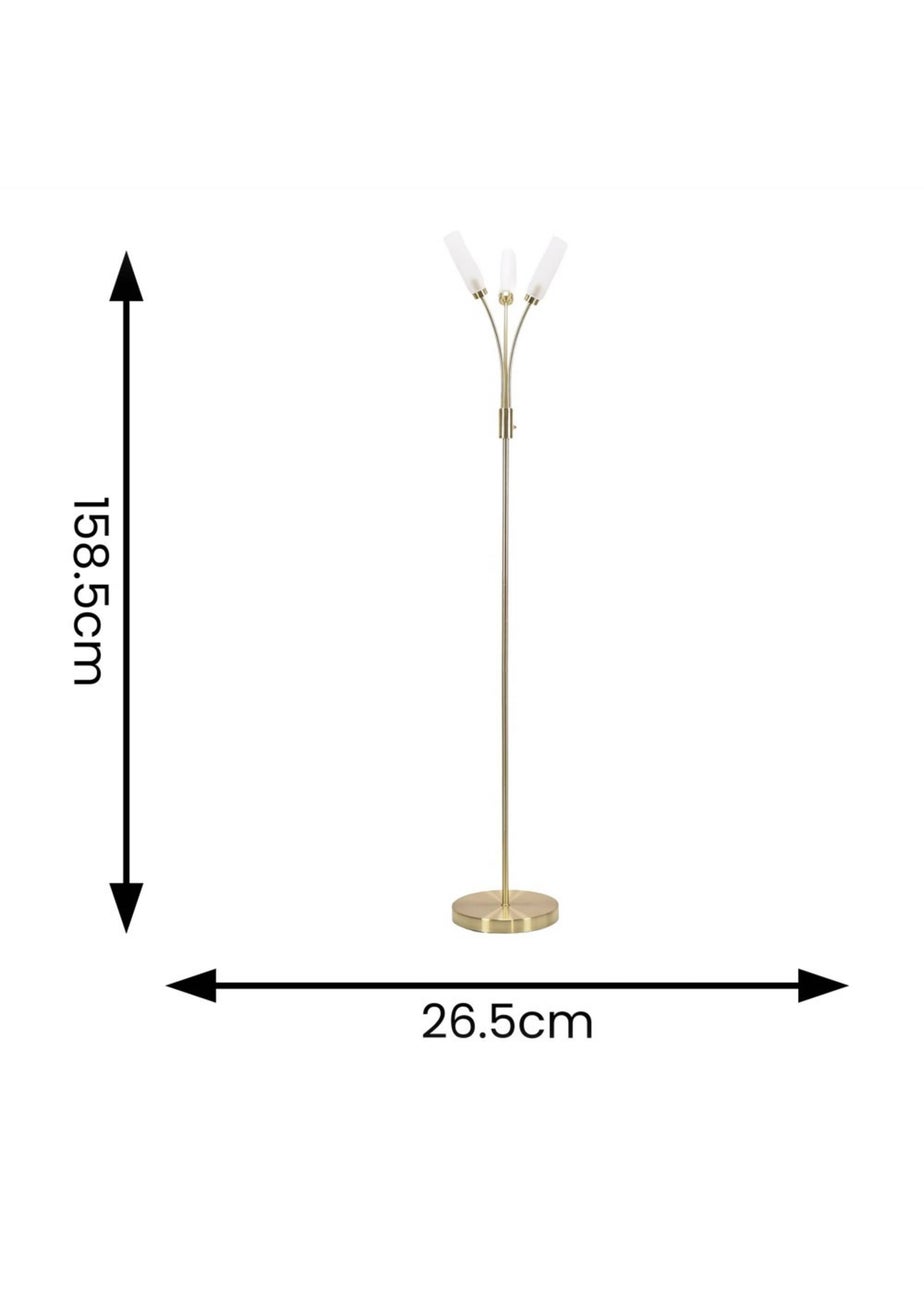 ValueLights Maya Gold Floor Lamp with White Shades (158.5cm x 26.5cm x 26.5cm)