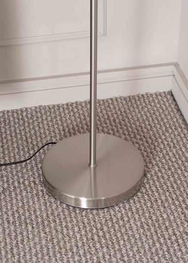 ValueLights Maya Chrome Floor Lamp with White Drum Shade (158.5cm x 26.5cm x 26.5cm)