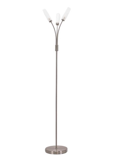 ValueLights Maya Chrome Floor Lamp with White Drum Shade (158.5cm x 26.5cm x 26.5cm)