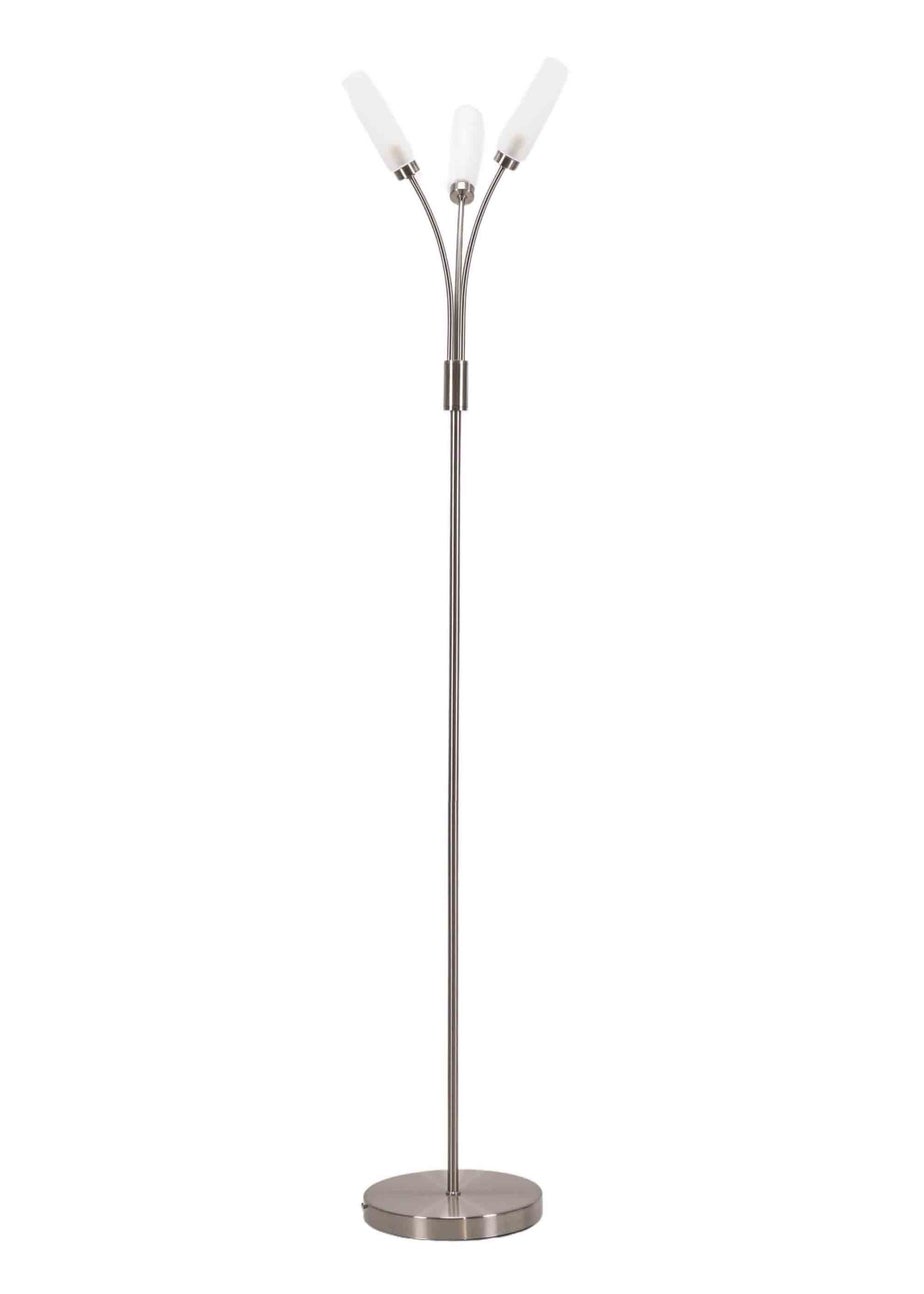ValueLights Maya Chrome Floor Lamp with White Drum Shade (158.5cm x 26.5cm x 26.5cm)