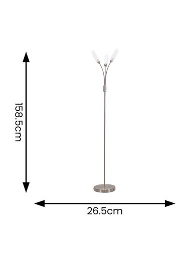 ValueLights Maya Chrome Floor Lamp with White Drum Shade (158.5cm x 26.5cm x 26.5cm)