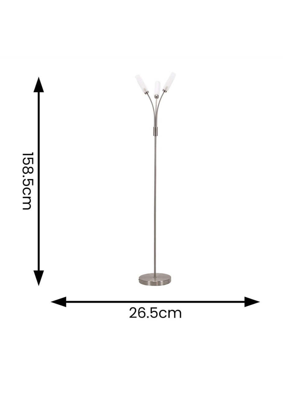 ValueLights Maya Chrome Floor Lamp with White Drum Shade (158.5cm x 26.5cm x 26.5cm)