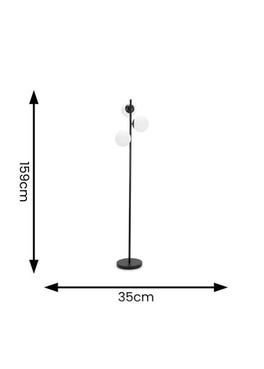 ValueLights Jas  Black Floor Lamp with White Globe Shade (159cm x 31cm x 31cm)