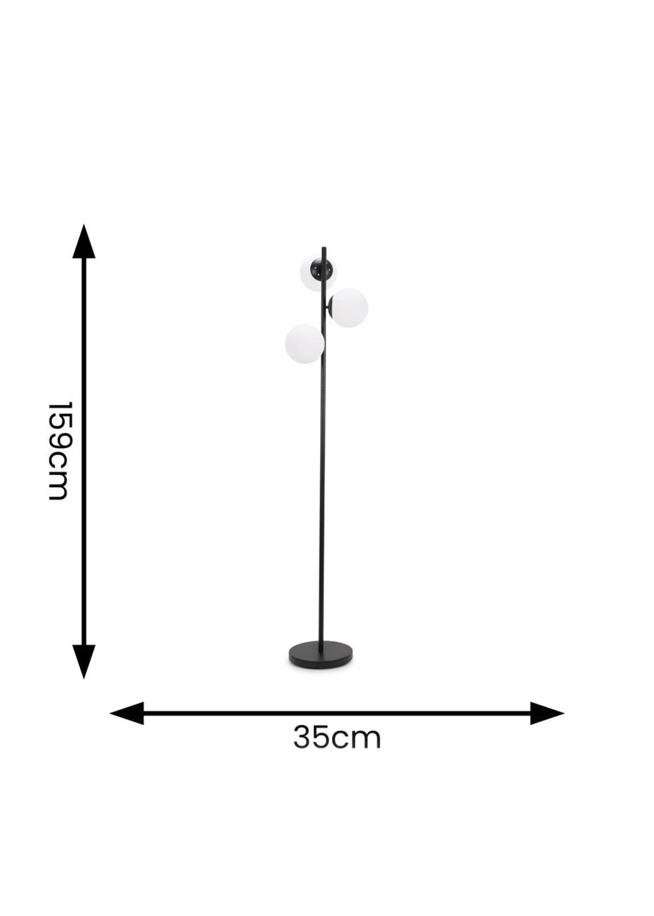 ValueLights Jas  Black Floor Lamp with White Globe Shade (159cm x 31cm x 31cm)