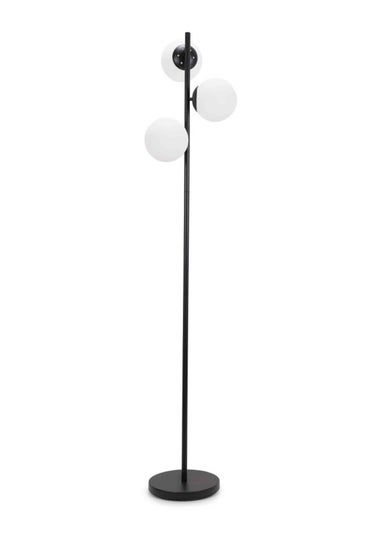 ValueLights Jas  Black Floor Lamp with White Globe Shade (159cm x 31cm x 31cm)