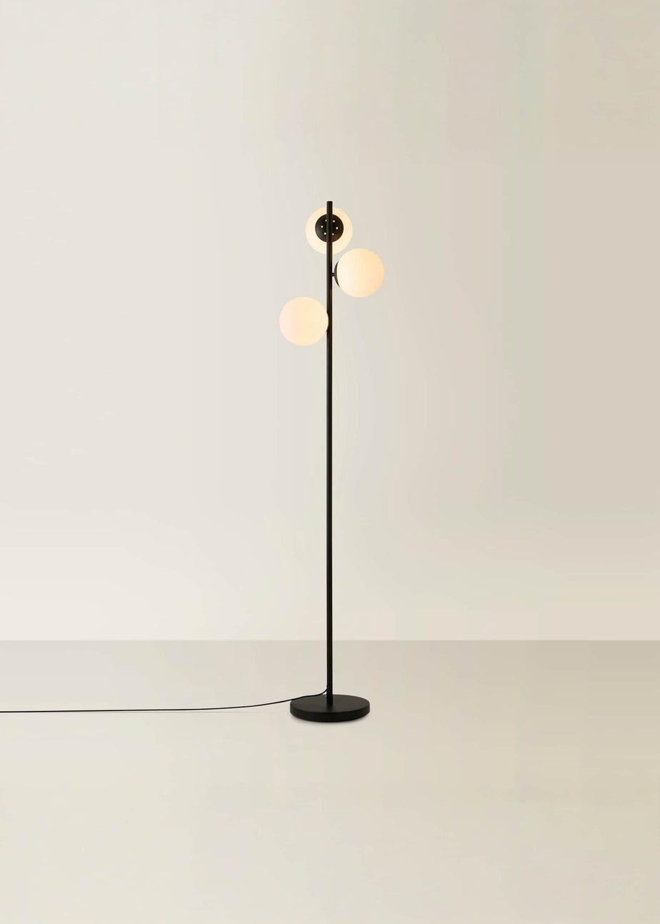 ValueLights Jas  Black Floor Lamp with White Globe Shade (159cm x 31cm x 31cm)
