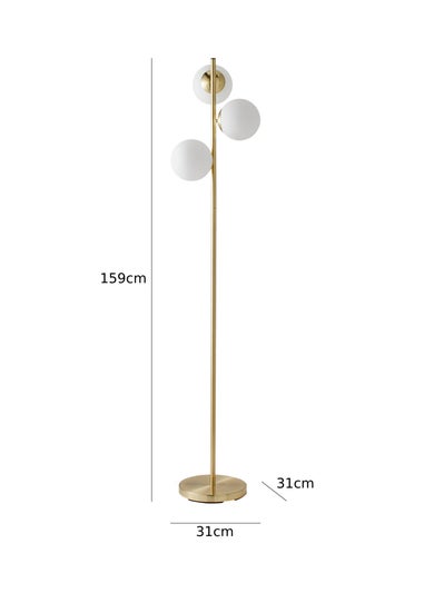 ValueLights Jas Gold Floor Lamp with White Globe Shade (159cm x 31cm x 31cm)