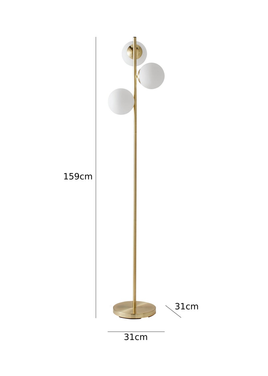 ValueLights Jas Gold Floor Lamp with White Globe Shade (159cm x 31cm x 31cm)