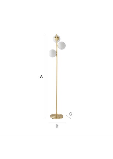 ValueLights Jas Gold Floor Lamp with White Globe Shade (159cm x 31cm x 31cm)