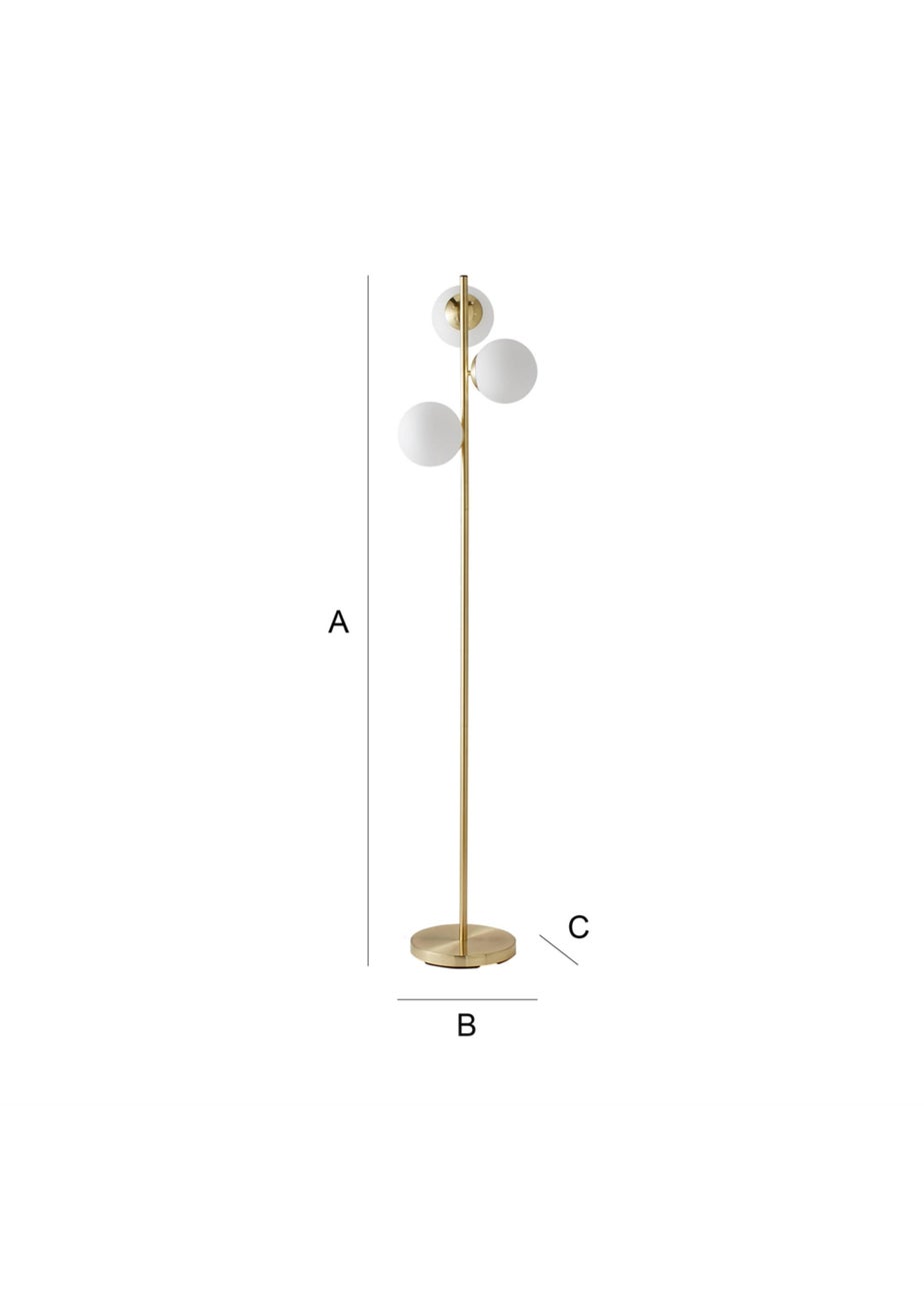 ValueLights Jas Gold Floor Lamp with White Globe Shade (159cm x 31cm x 31cm)
