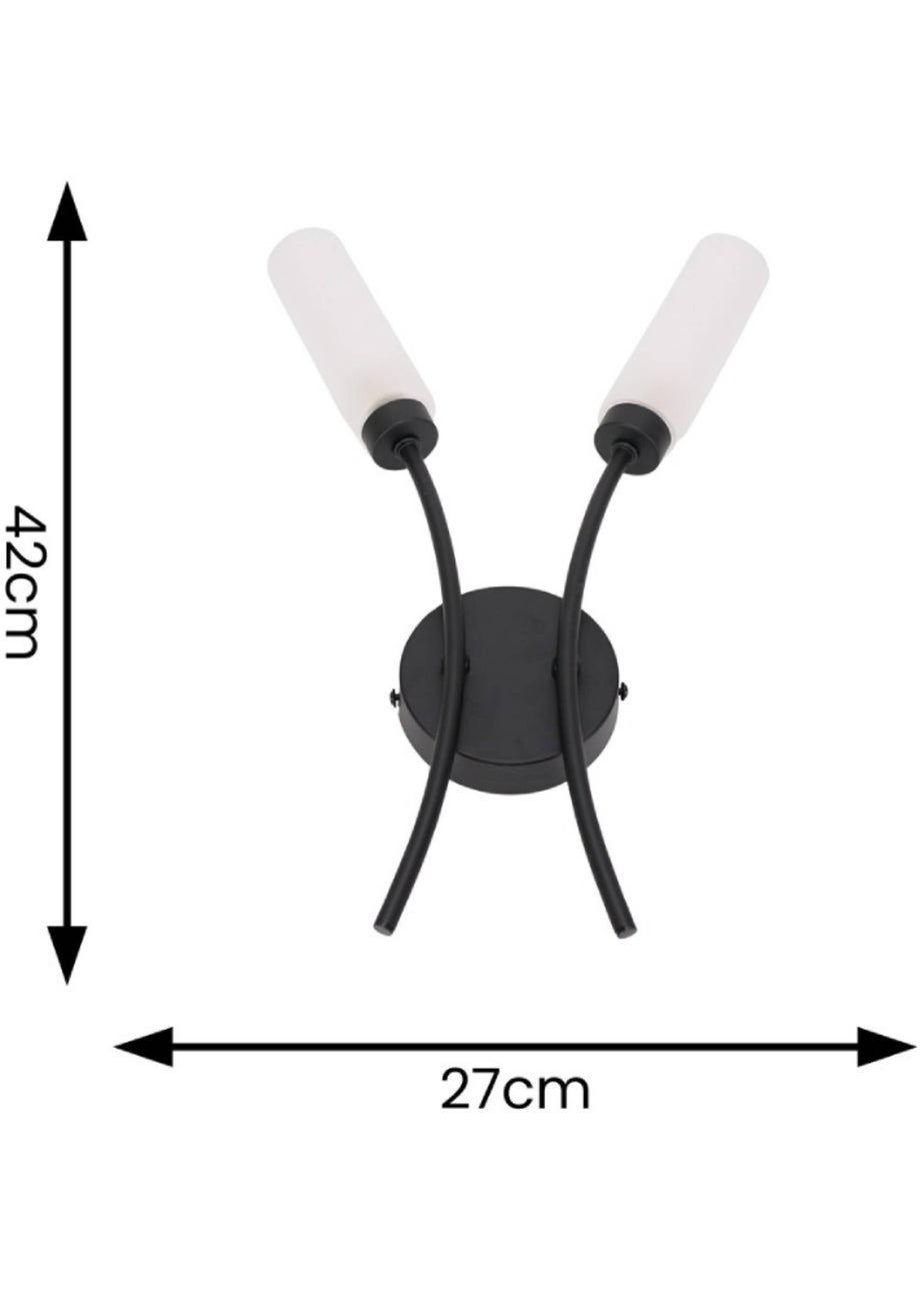 ValueLights Maya  Black Wall Light with White Drum Shade (42cm x 27cm x 5.5cm)