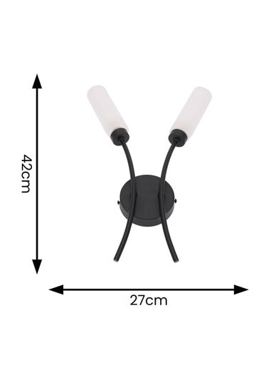 ValueLights Maya  Black Wall Light with White Drum Shade (42cm x 27cm x 5.5cm)