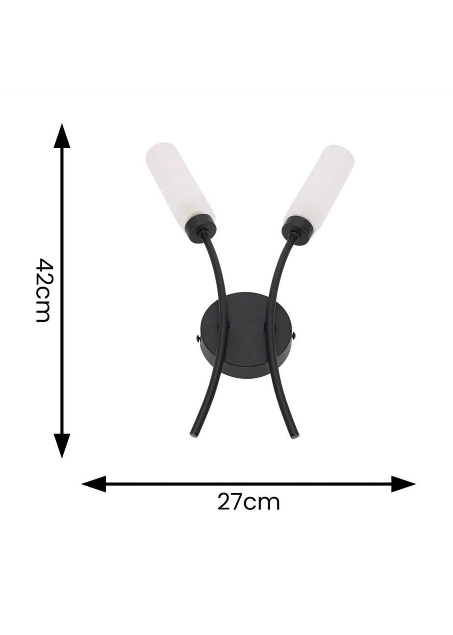 ValueLights Maya  Black Wall Light with White Drum Shade (42cm x 27cm x 5.5cm)