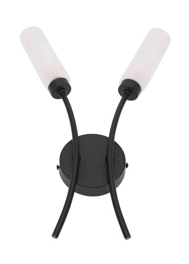 ValueLights Maya  Black Wall Light with White Drum Shade (42cm x 27cm x 5.5cm)