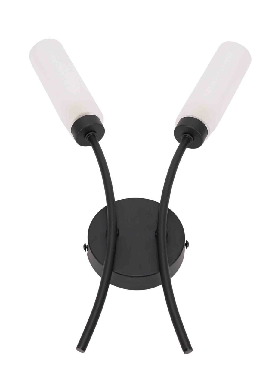 ValueLights Maya  Black Wall Light with White Drum Shade (42cm x 27cm x 5.5cm)