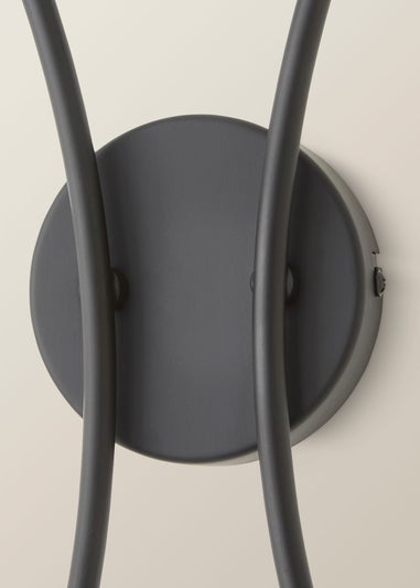 ValueLights Maya Black Wall Light with White Drum Shade (42cm x 27cm x 5.5cm)