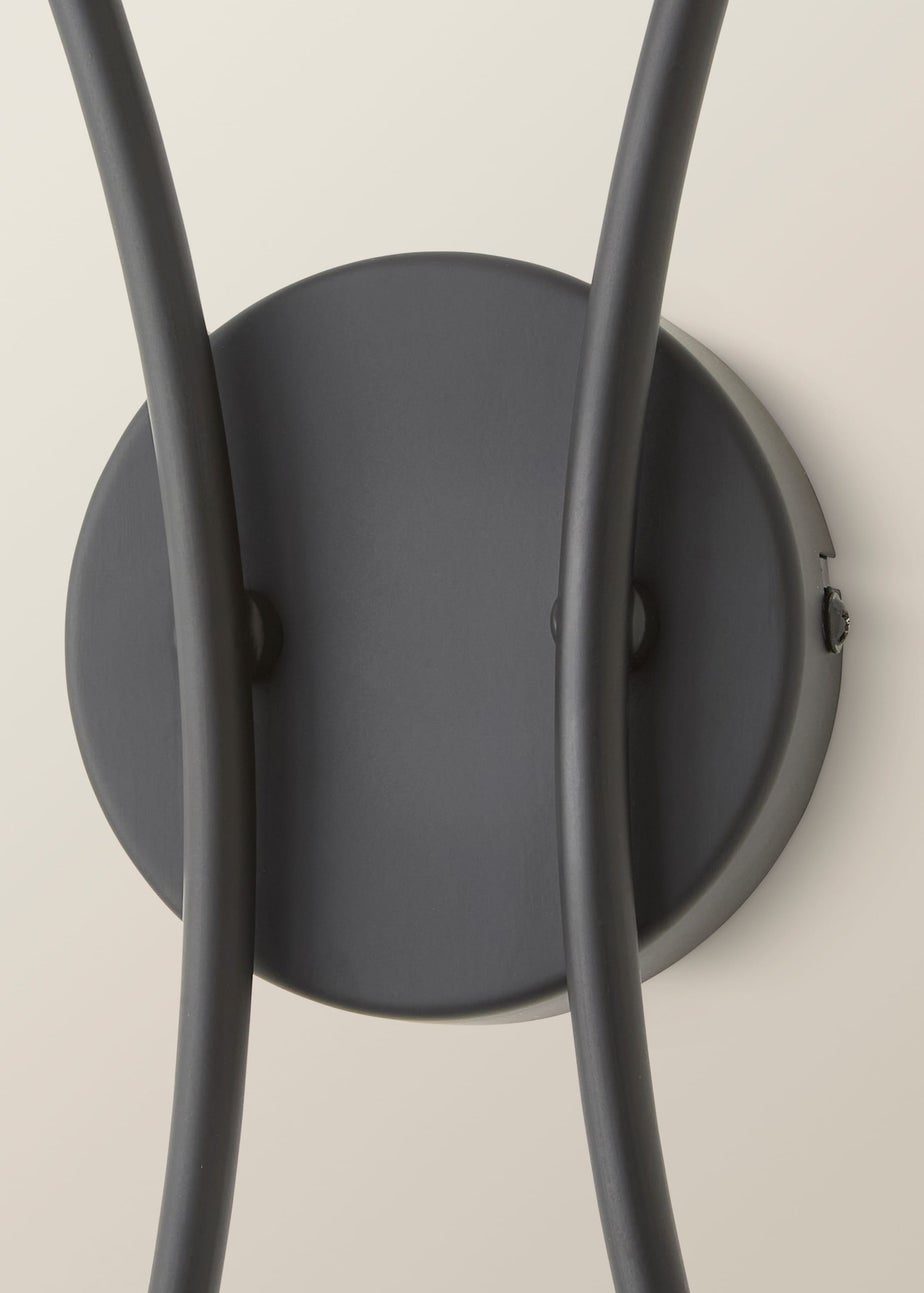 ValueLights Maya Black Wall Light with White Drum Shade (42cm x 27cm x 5.5cm)