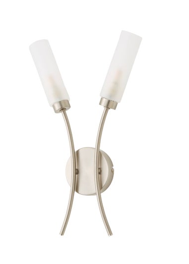 ValueLights Maya Brushed Silver Wall Light with White Drum Shade