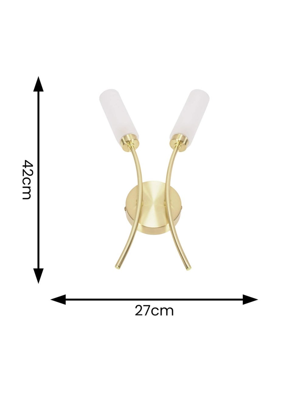 ValueLights Maya Brushed Gold Wall Light with White Drum Shade (42cm x 27cm x 5.5cm)