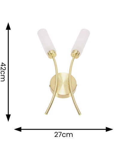 ValueLights Maya Brushed Gold Wall Light with White Drum Shade (42cm x 27cm x 5.5cm)