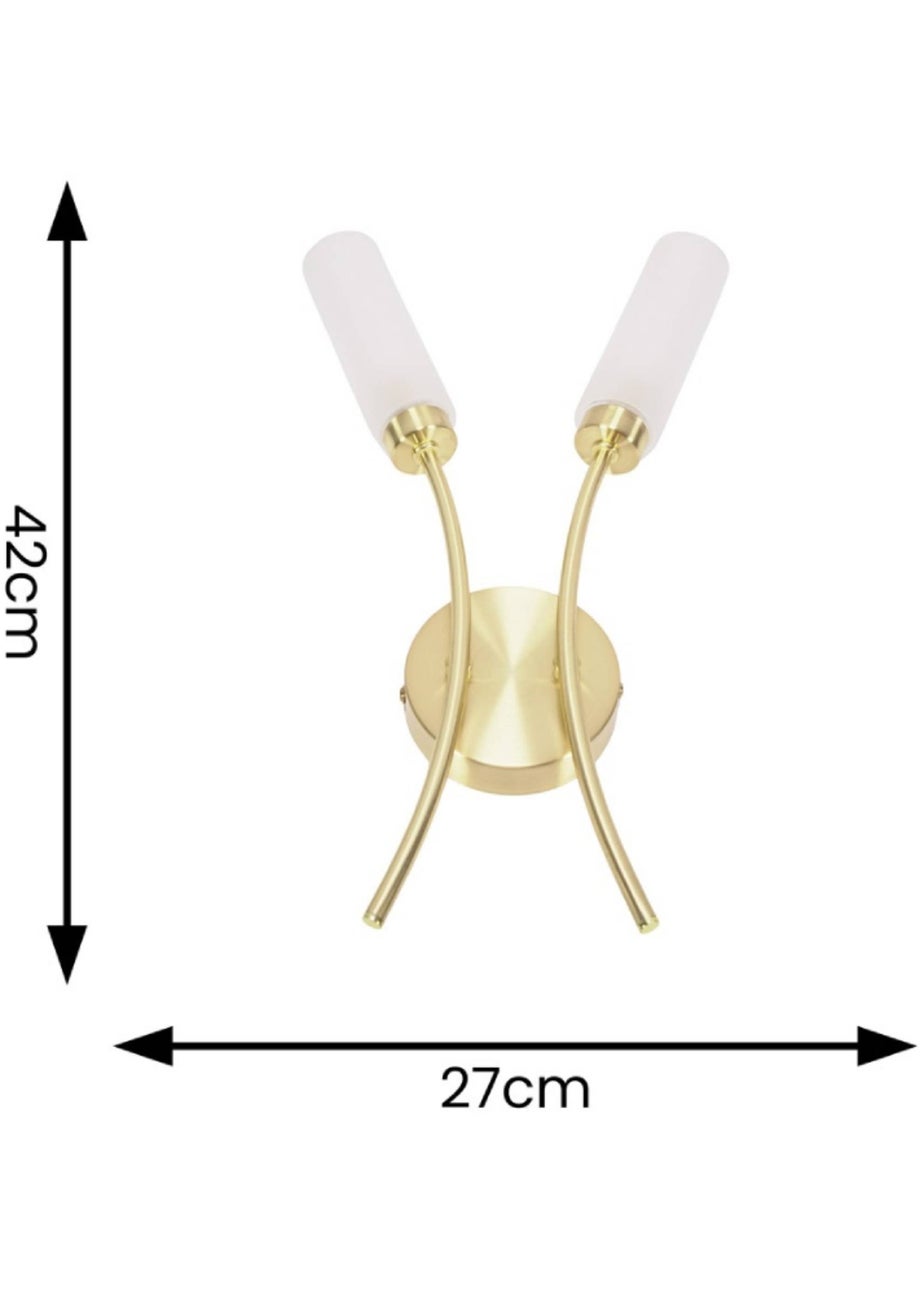 ValueLights Maya Brushed Gold Wall Light with White Drum Shade (42cm x 27cm x 5.5cm)