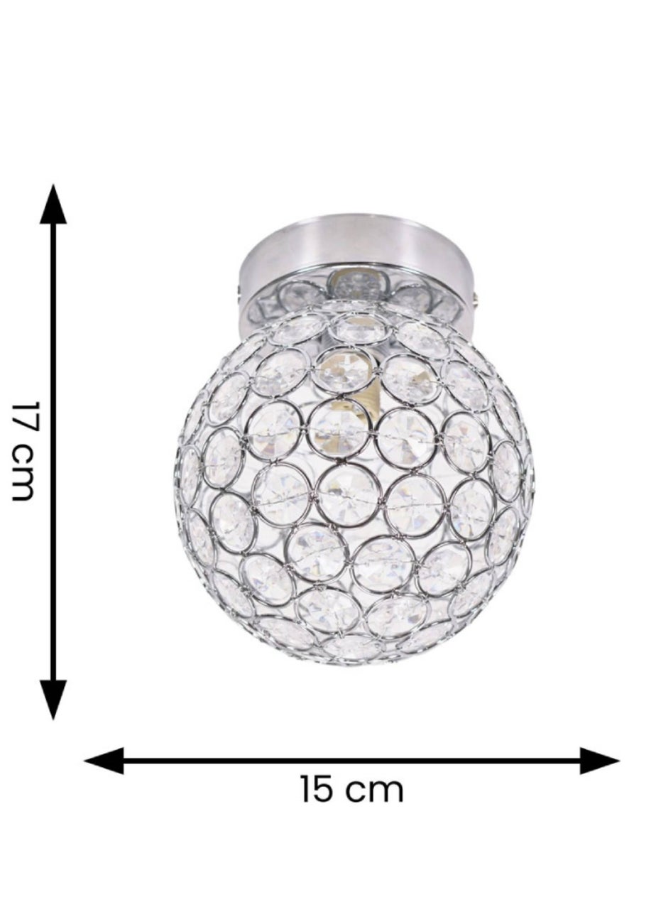 ValueLights Ella Clear Silver Flush Light (17cm x 15cm x 15cm)