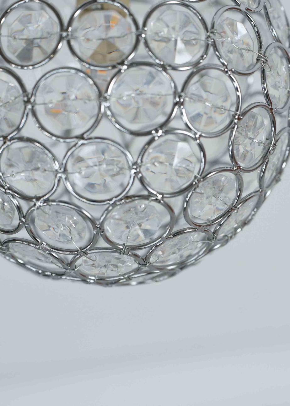 ValueLights Ella Clear Silver Flush Light (17cm x 15cm x 15cm)