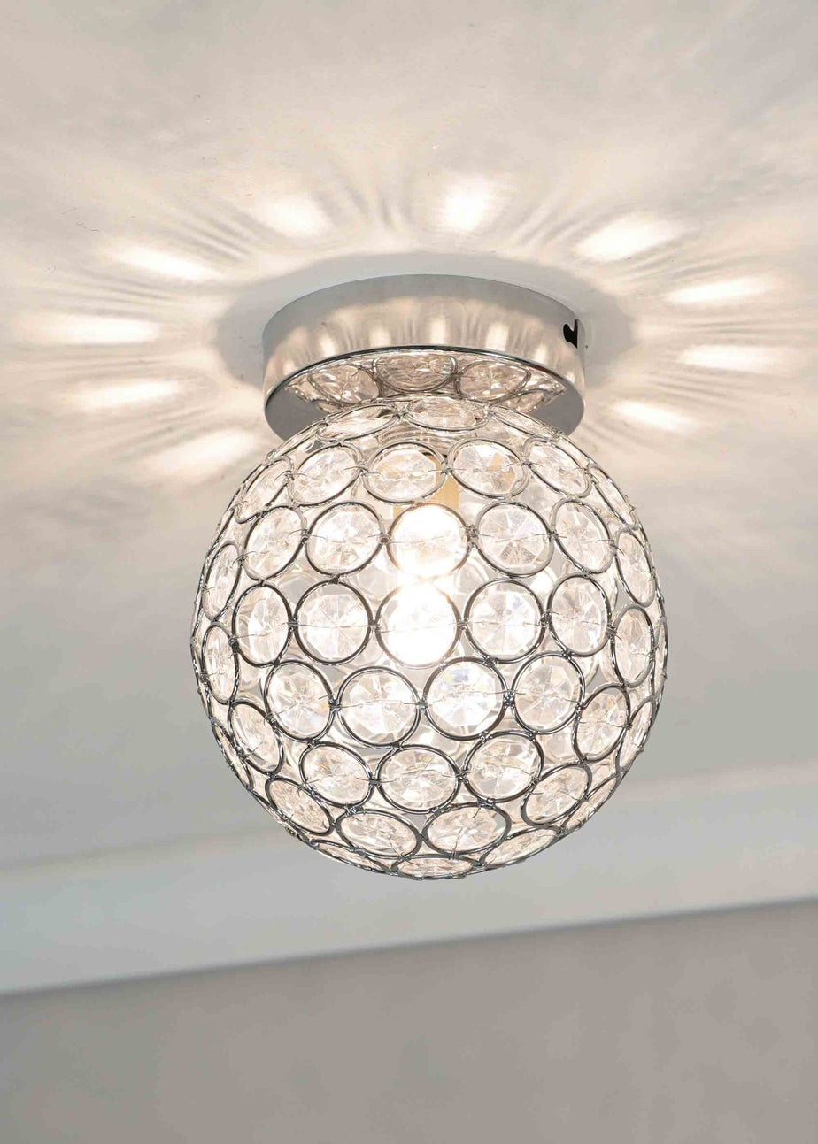 ValueLights Ella Clear Silver Flush Light (17cm x 15cm x 15cm)