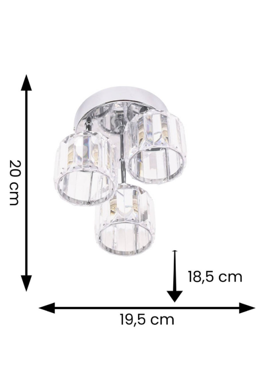 ValueLights Beth Polished Silver Semi-Flush Light with White Shade (20cm x 19.5cm x 18.5cm)