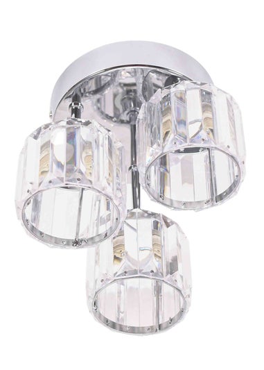 ValueLights Beth Polished Silver Semi-Flush Light with White Shade (20cm x 19.5cm x 18.5cm)